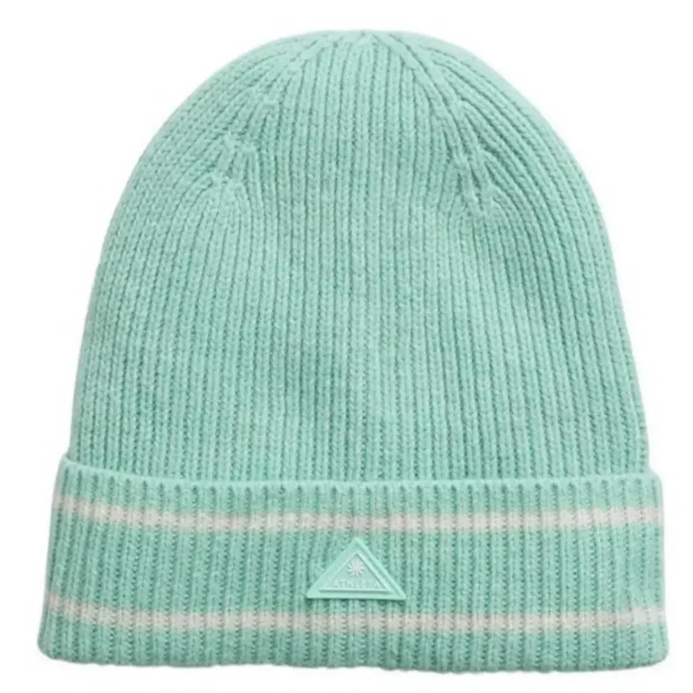 NWT ATHLETA Daily Knit Beanie Turquoise Mint Cuff Stripe Mint Green One Size